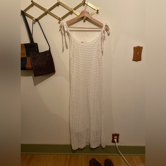 Zara Dresses & Skirts - Zara White Crochet Midi Dress